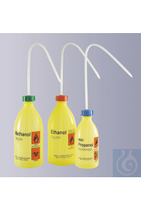 Spritzflasche, enghals, PE-LD, gelb, Inhalt 500 ml, Acetonnitril Spritzflasche, enghals, PE-LD,...